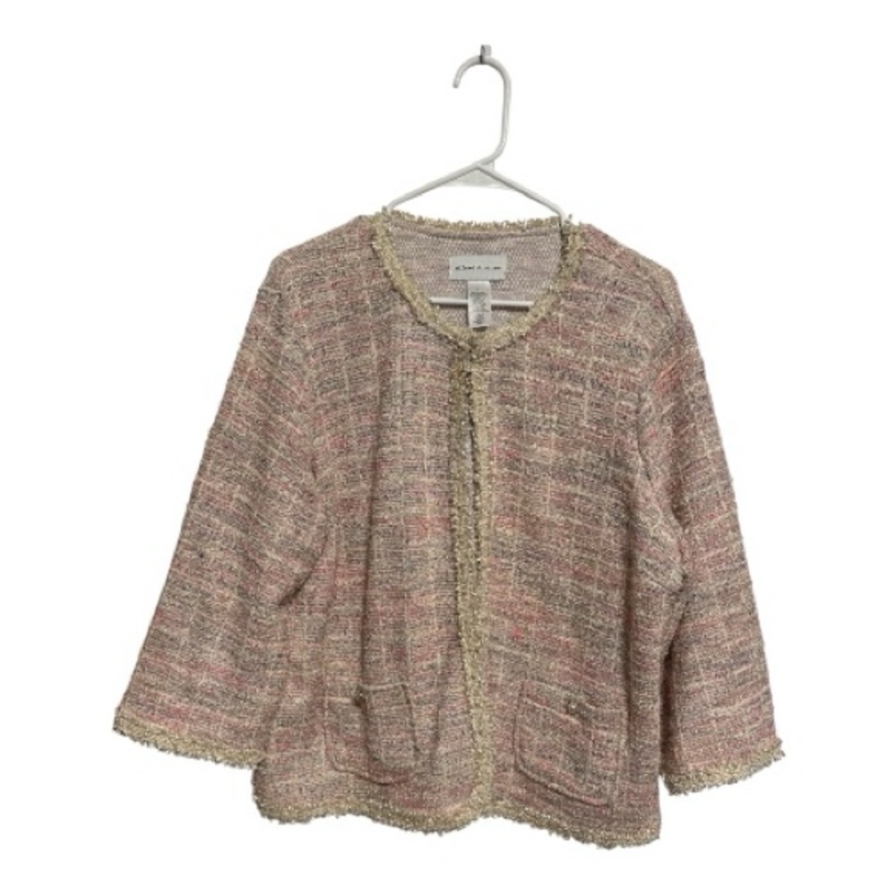 Pink and Cream Tweed Cardigan